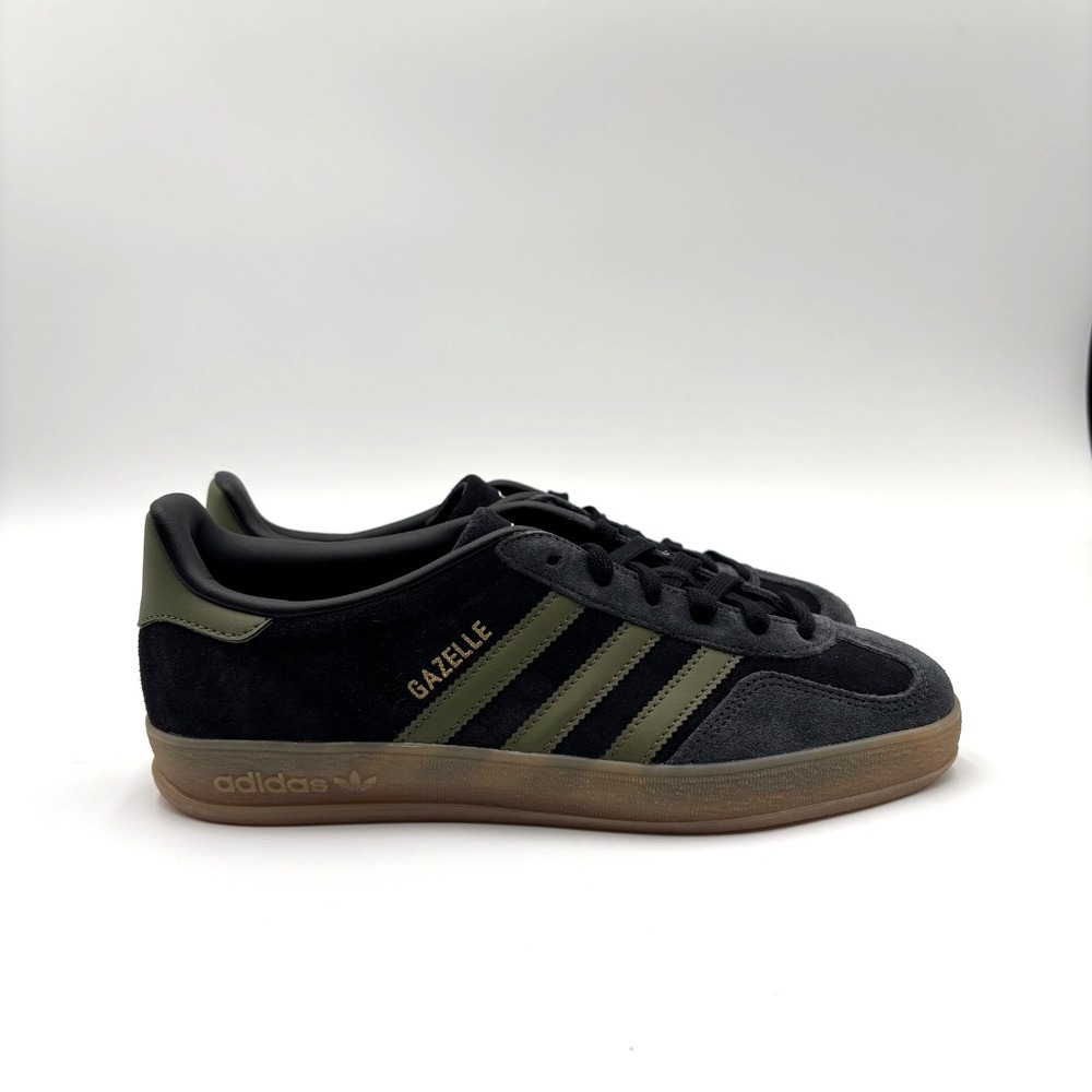 Adidas Men's Size 7.5 Gazelle Indoor Core Black Focus Olive JQ8399 Sneakers